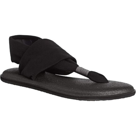 Sanuk Womens Slingback Thong Sandals Yoga Sling 2 Black Size 10 - Picture 1 of 6